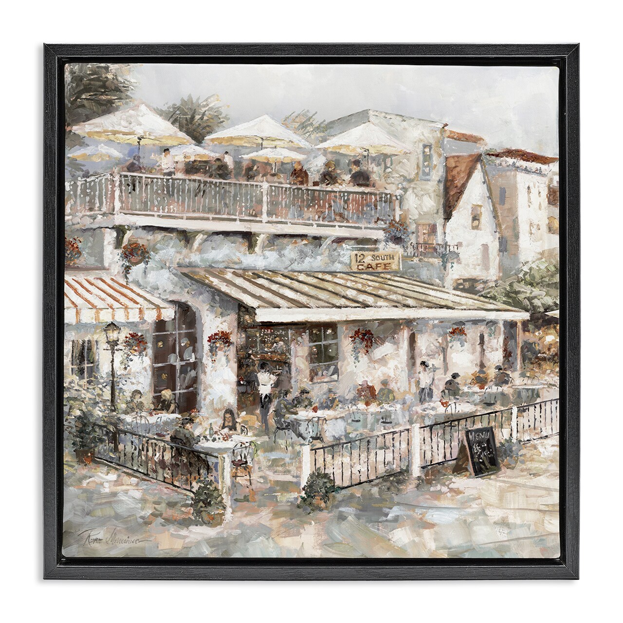 Stupell Industries Town Café Patio Floater Framed Canvas Wall Art Design by Ruane Manning